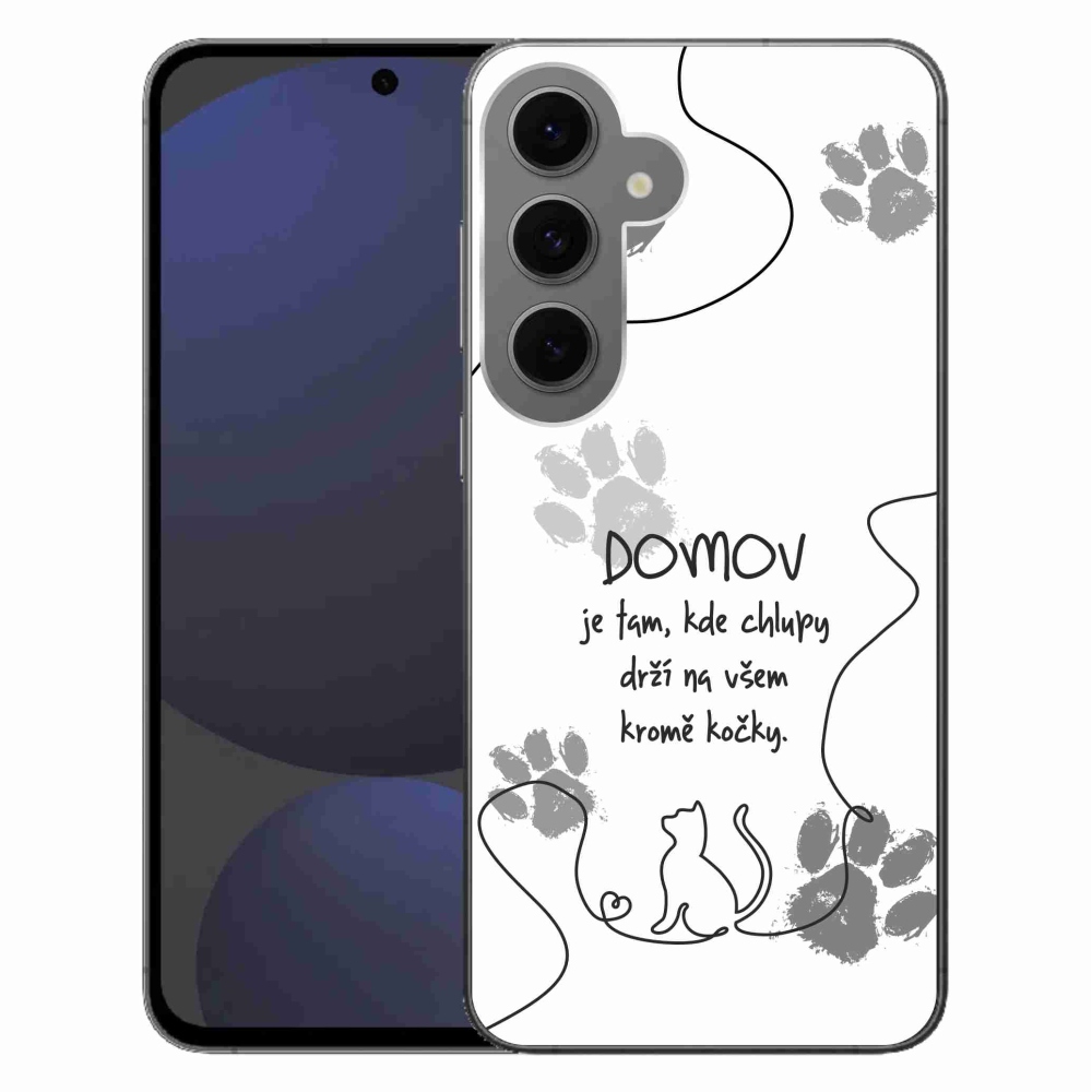 Gélový kryt mmCase na Samsung Galaxy S24 FE - mačacie motív biele pozadie