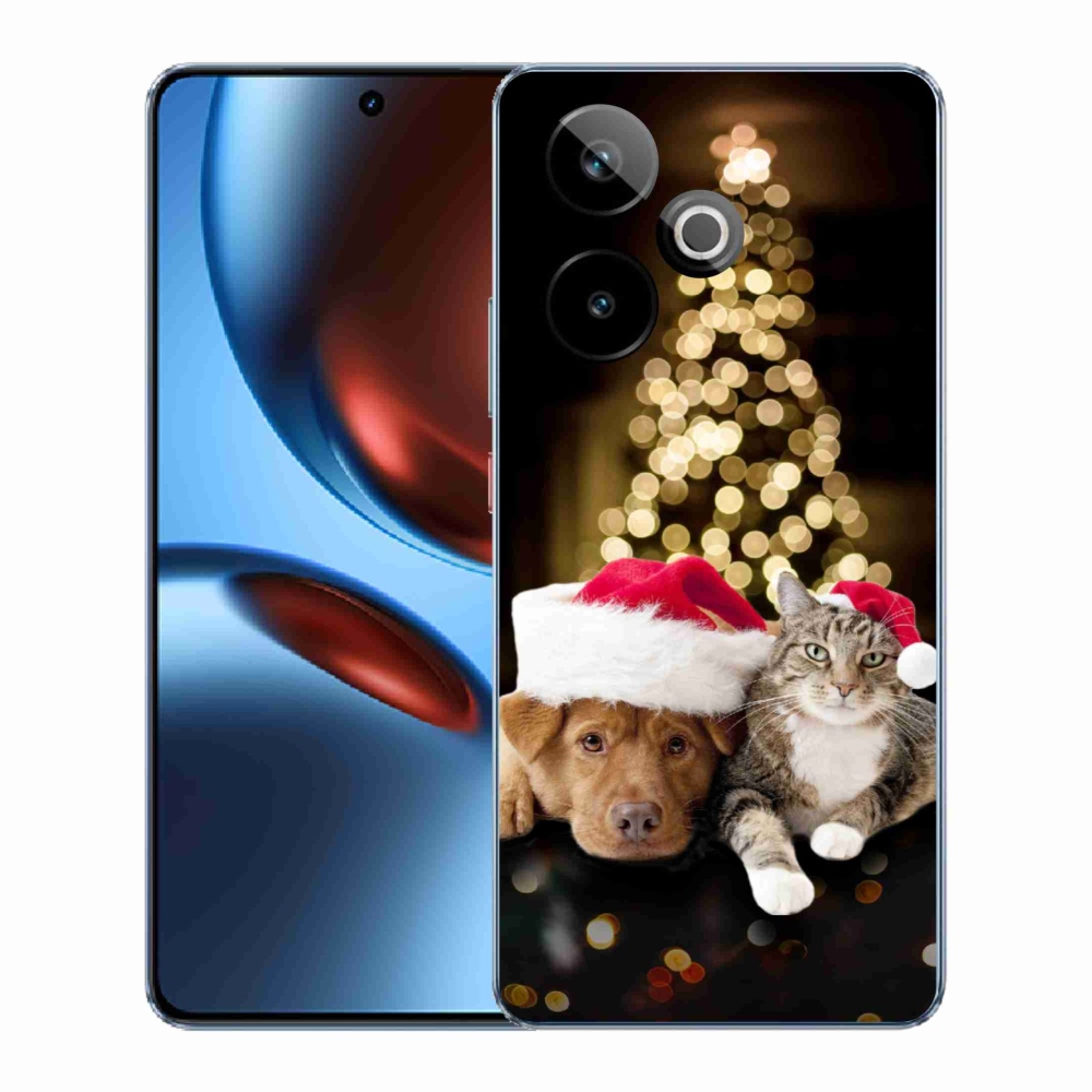 Gélový kryt mmCase na Realme GT 7 5G/GT 7T 5G - vianočný pes a mačka