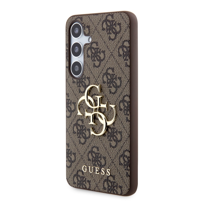 Guess PU 4G Metal Logo Zadný Kryt pre Samsung Galaxy S24 Brown