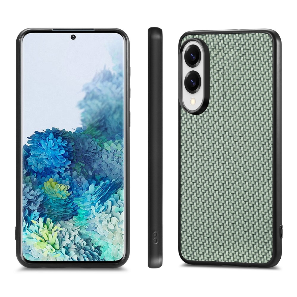 Coat gélový obal s umelou kožou a pevným chrbtom na Samsung Galaxy S25 Edge - zelený