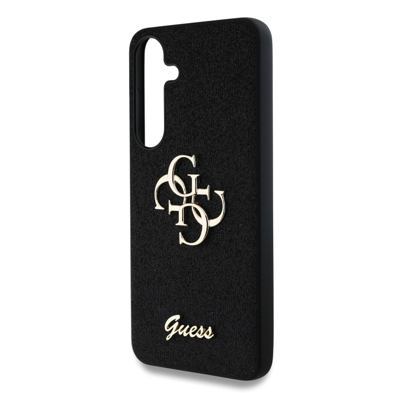 Guess PU Fixed Glitter 4G Metal Logo Zadný Kryt pre Samsung Galaxy S25 Black
