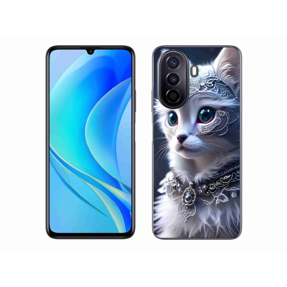 Gelový kryt mmCase na Huawei Nova Y70 - bílá kočka