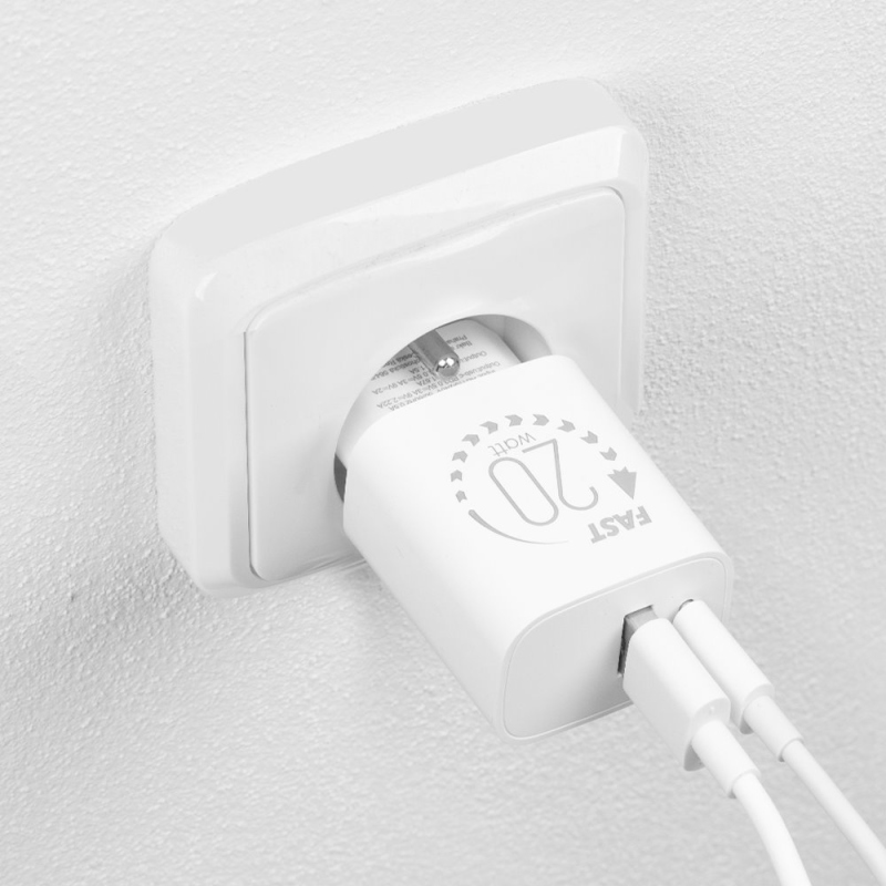 OBAL:ME Cestovná Nabíjačka USB-A + USB-C 20W + 2x kábel 1m White