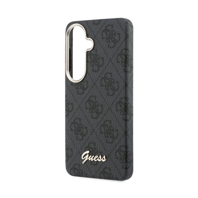 Guess PU 4G Script Metal Logo Magnetic Back Cover pre Samsung Galaxy S26 Black