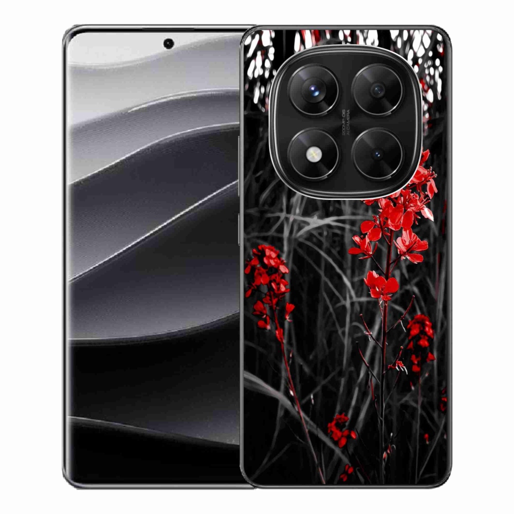 Gélový kryt mmCase na Xiaomi Redmi Note 14 Pro 5G/Poco X7 5G - červená rastlina