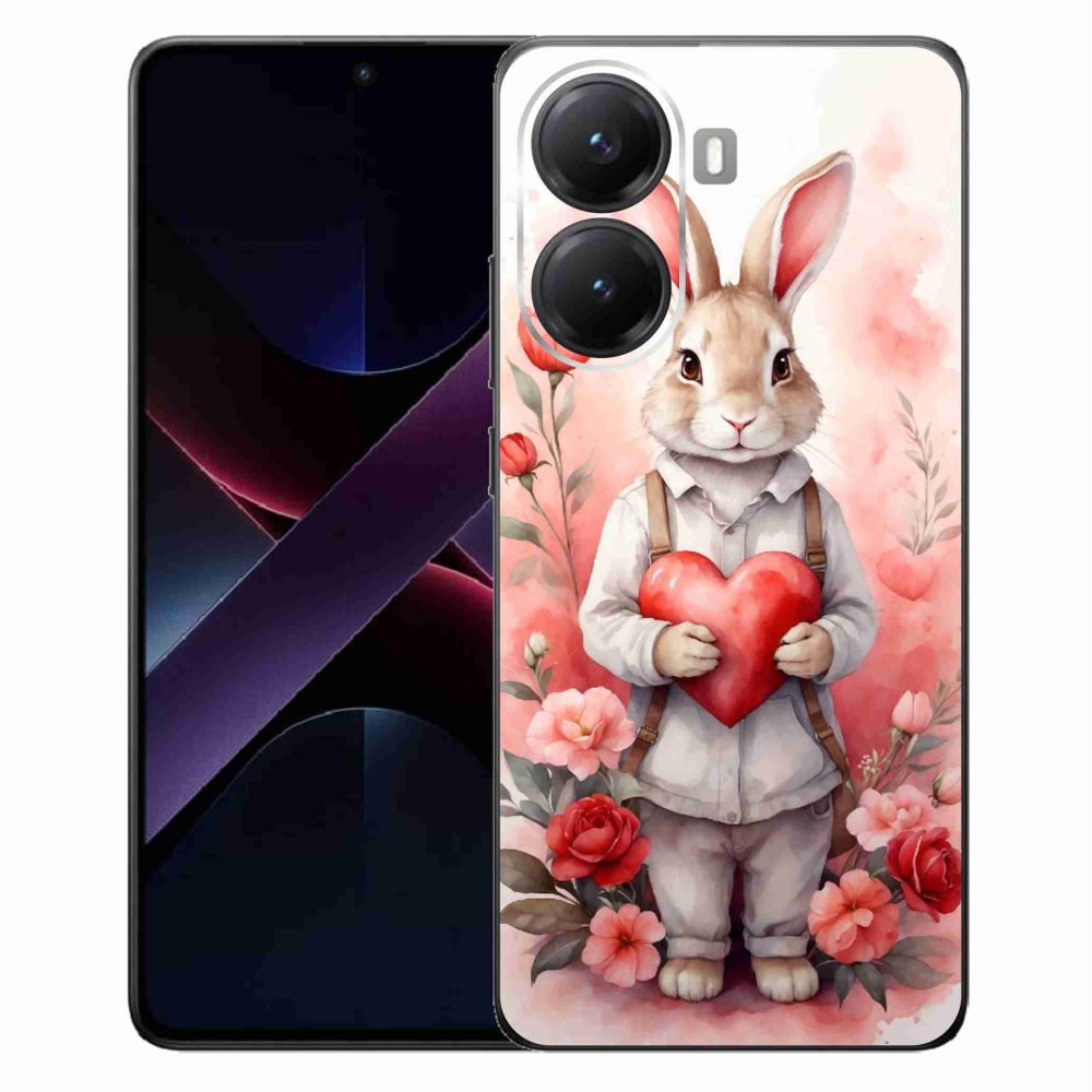 Gélový kryt mmCase na Xiaomi Poco X7 Pro 5G - zajac so srdiečkom
