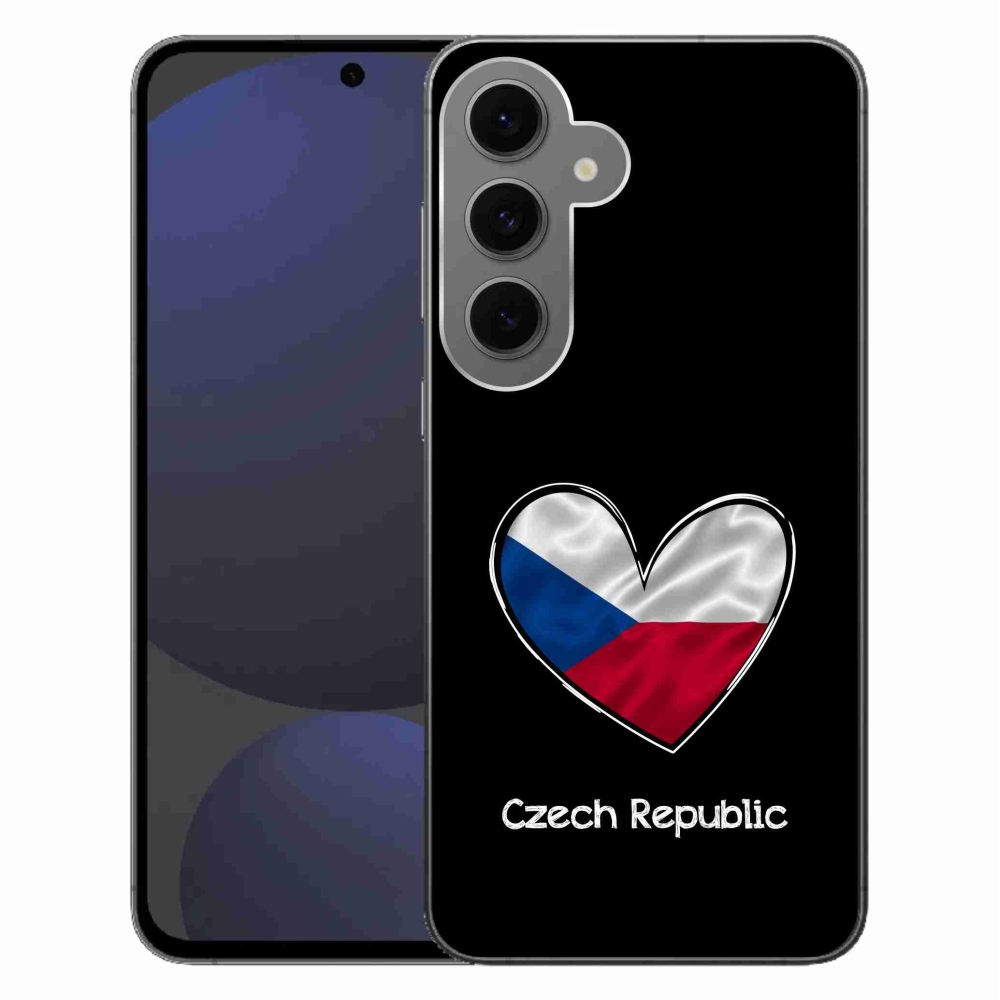 Gélový kryt mmCase na Samsung Galaxy S24 FE - vlajka srdca čierne pozadie
