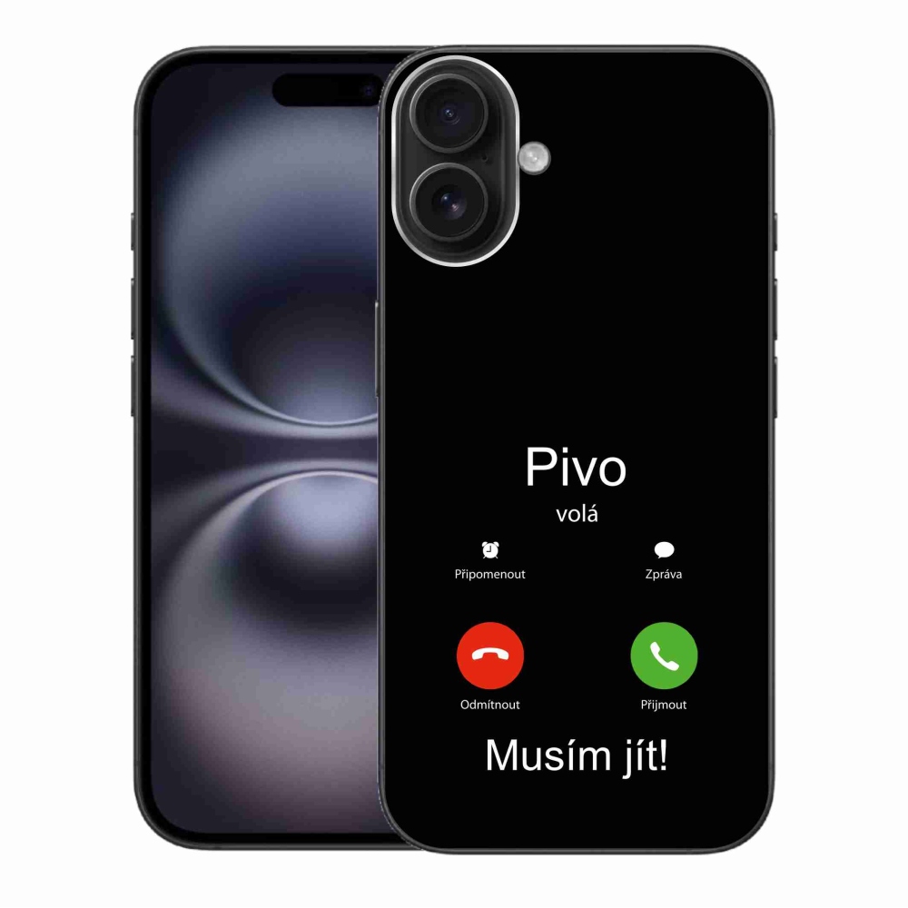 Gélový kryt mmCase na iPhone 16 Plus - pivo volá čierne pozadie