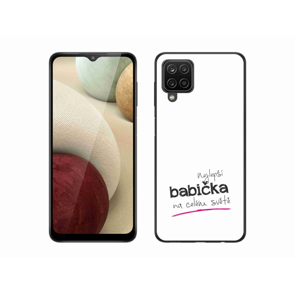 Gélový kryt mmCase na Samsung Galaxy A12 - najlepšia babička 4 biele pozadie
