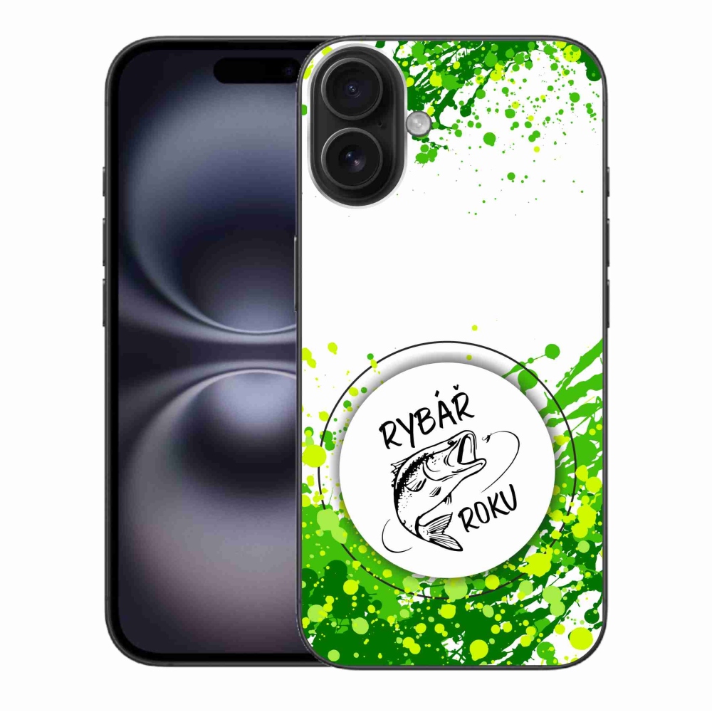 Gélový kryt mmCase na iPhone 16 Plus - rybár roka biele pozadie