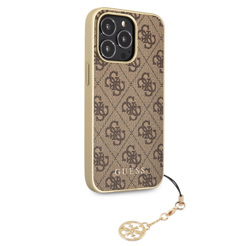 Guess 4G Charms Zadný Kryt pre iPhone 13 Pro Brown