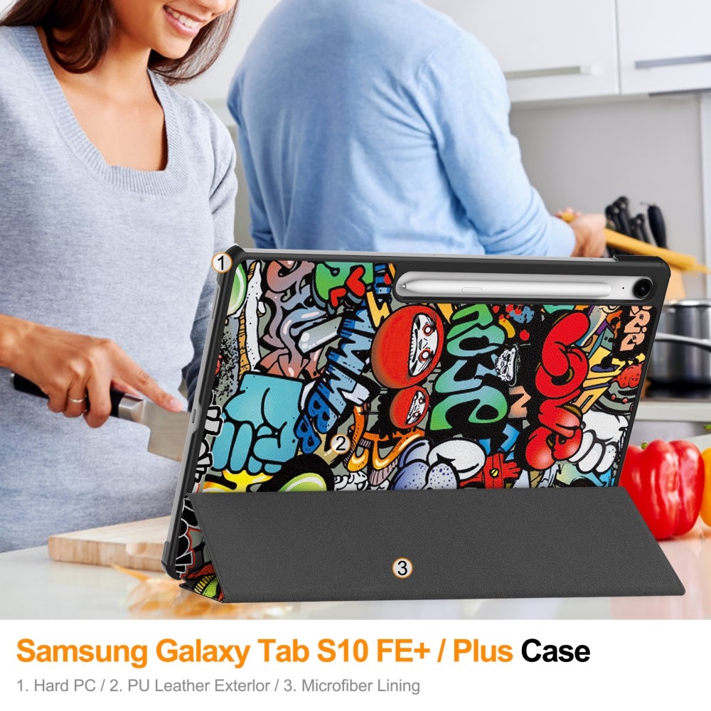 Patte chytré zatváracie púzdro na Samsung Galaxy Tab S10 FE+ - graffiti