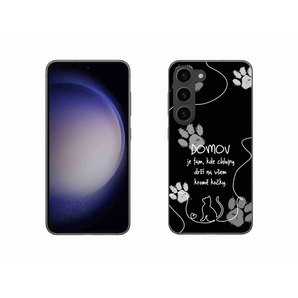 Gélový kryt mmCase na Samsung Galaxy S23 5G - mačacie motív čierne pozadie