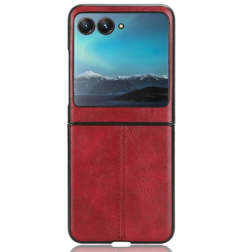 Vintages plastový kryt s umelou kožou na Motorola Razr 40 Ultra 5G - červený
