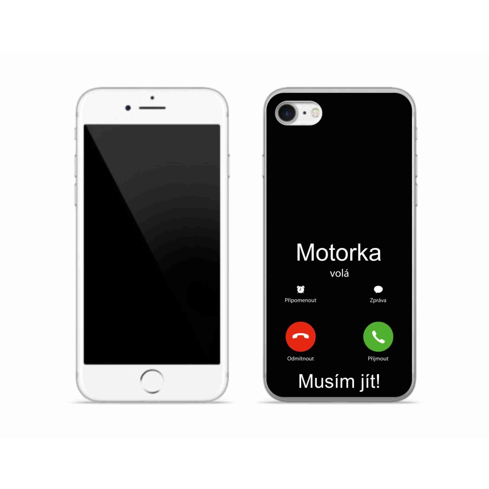 Gélový kryt mmCase na iPhone SE (2022) - motorka volá čierne pozadie