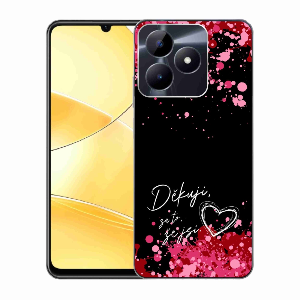Gélový kryt mmCase na Realme C51/C53 - zamilovaný text 2 čierne pozadie