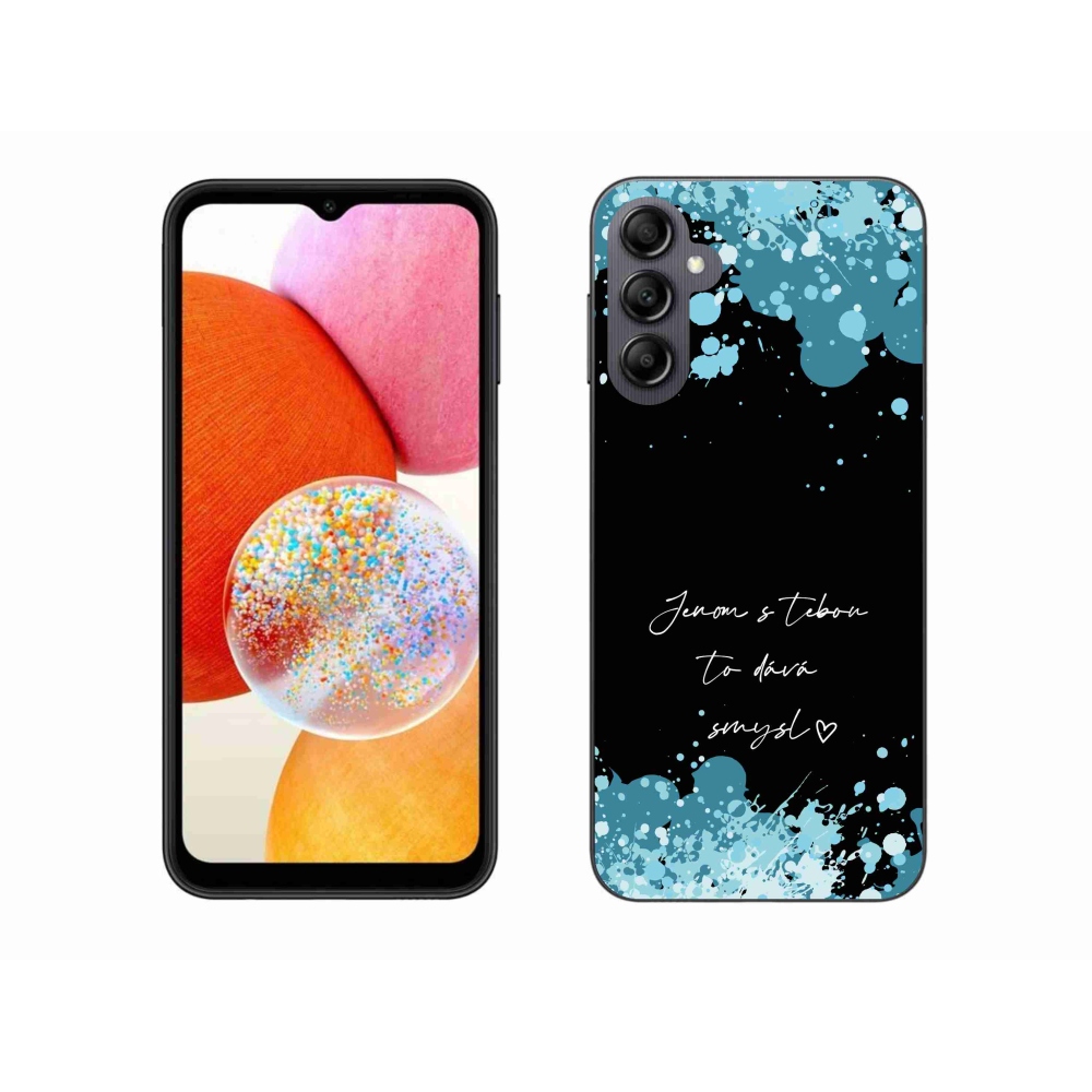 Gélový kryt mmCase na Samsung Galaxy A14 4G/5G - zamilovaný text čierne pozadie