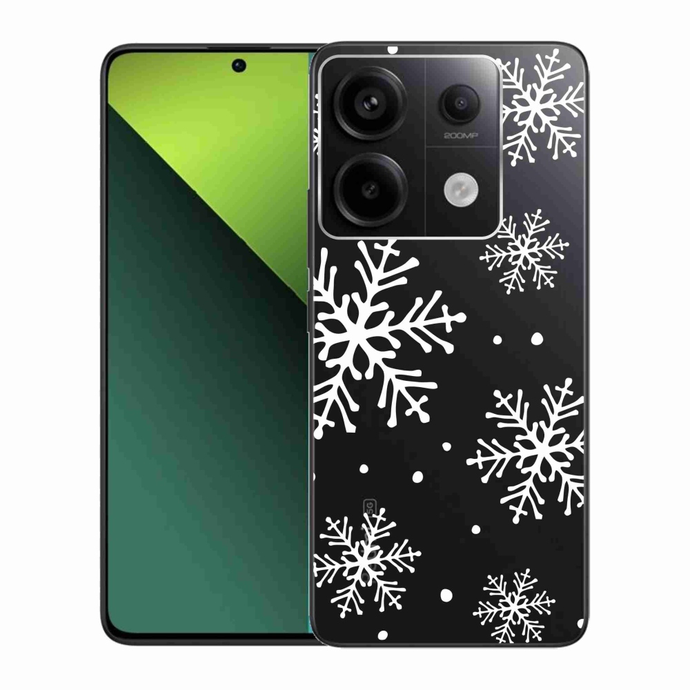 Gélový kryt mmCase na Xiaomi Redmi Note 13 Pro 5G/Poco X6 5G - biele vločky na priehľadnom pozadí