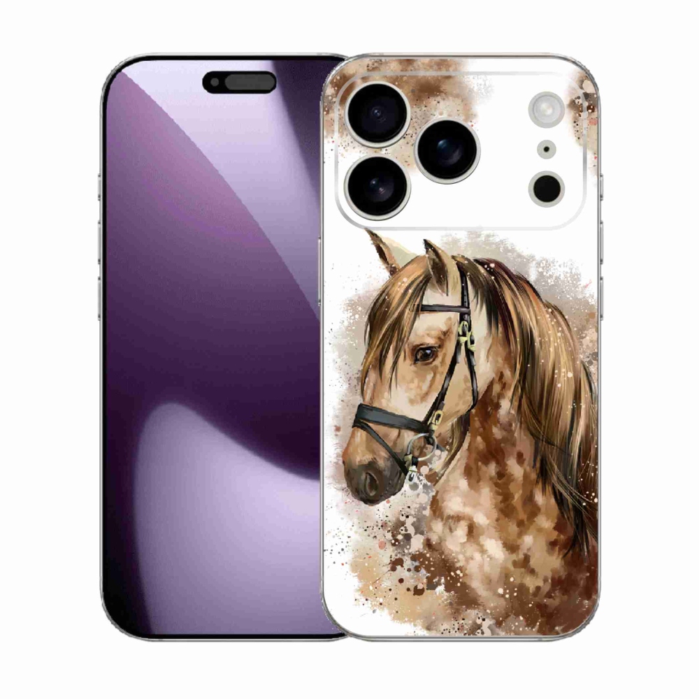 Gélový kryt mmCase na iPhone 17 Pro - hnedý kreslený kôň