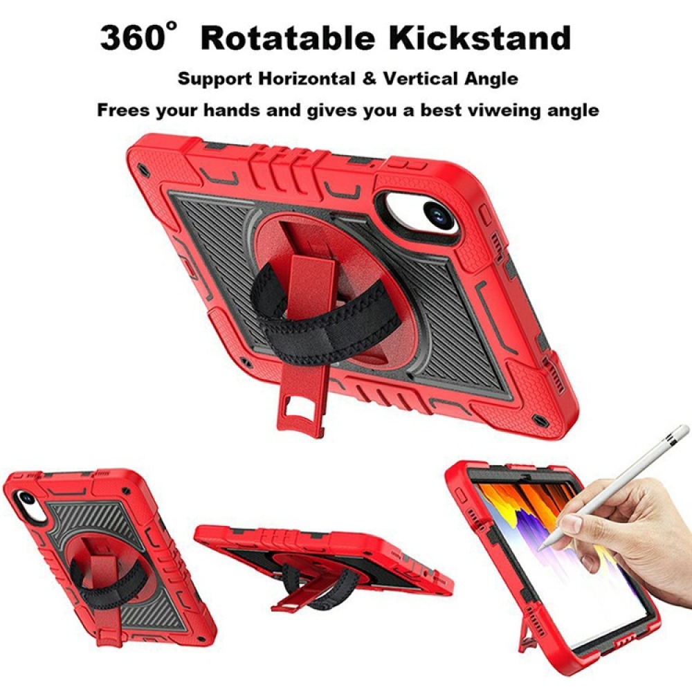 Strape odolný kryt s úchopom na ruku a popruhom na Xiaomi Redmi Pad 2 - červený/čierny