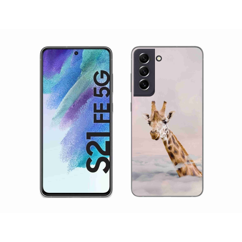 Gélový kryt mmCase na Samsung Galaxy S21 FE 5G - žirafa v oblakoch