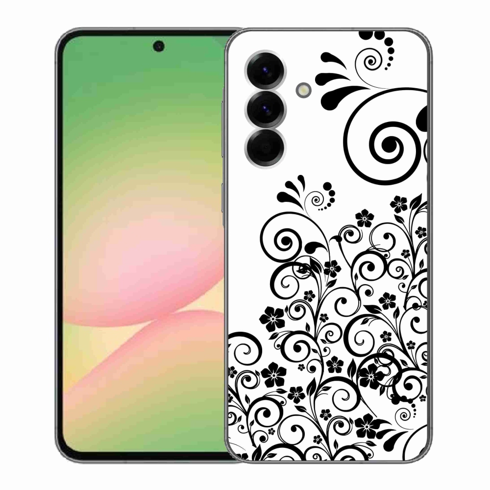 Gélový kryt mmCase na Samsung Galaxy A56 5G - čiernobiele kvetinové vzory