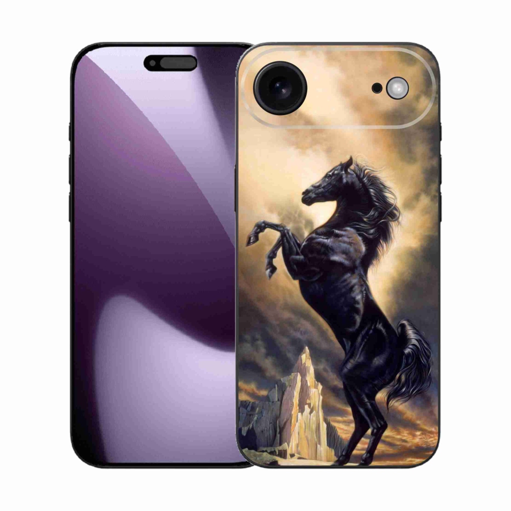Gélový kryt mmCase na iPhone 17 Air - čierny kreslený kôň