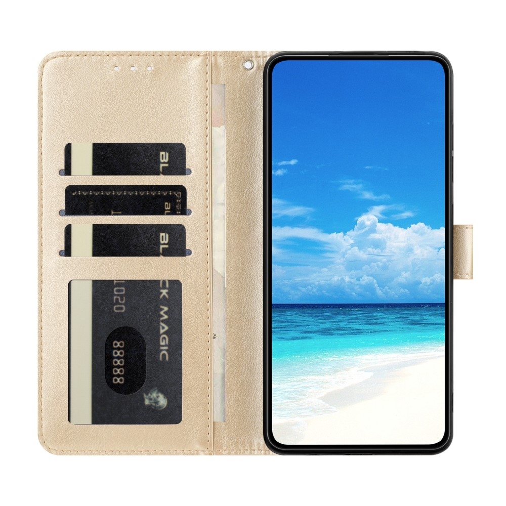 Floral Butterfly knižkové puzdro na Xiaomi Redmi A5 (171.7x77.8x8.3mm) - zlaté