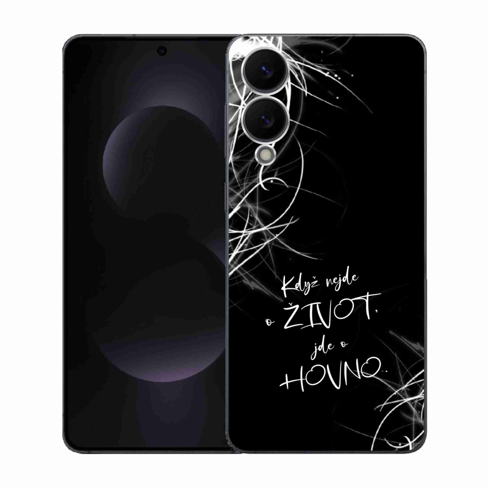 Gélový kryt mmCase na Samsung Galaxy S25 Edge - vtipný text 16 čierne pozadie