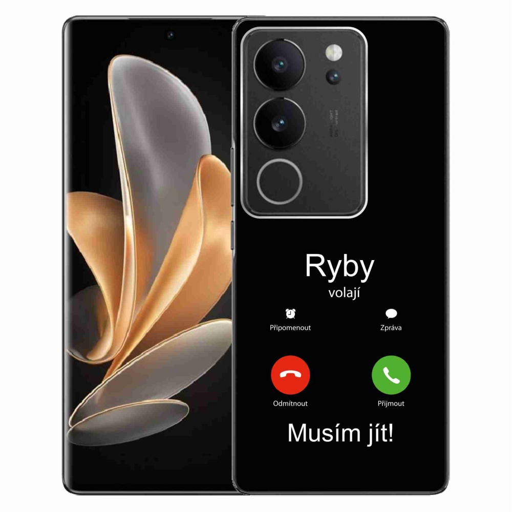 Gélový kryt mmCase na Vivo V29 5G - ryby volajú čierne pozadie
