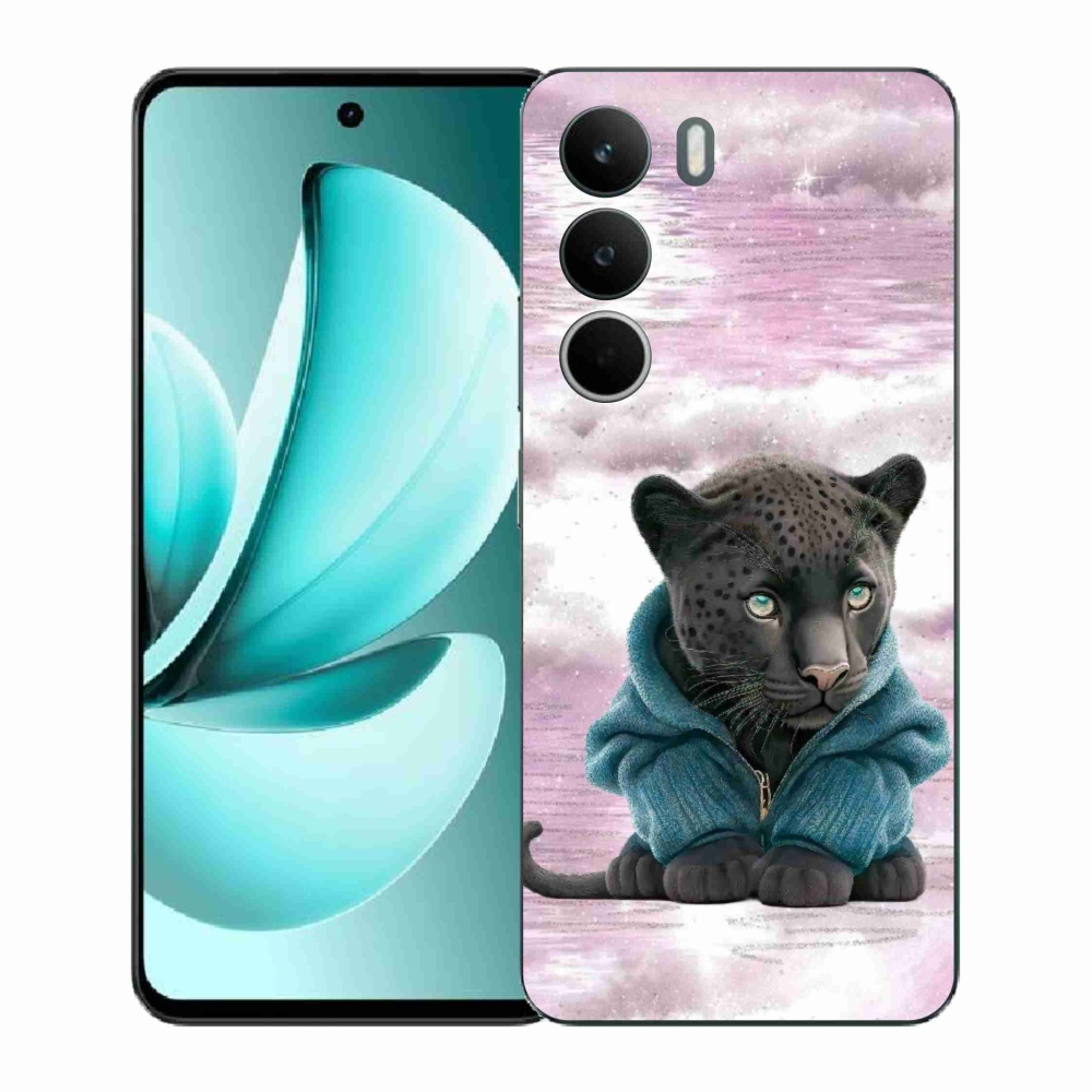 Gélový kryt mmCase na Realme C71 - čierny panter vo svetri
