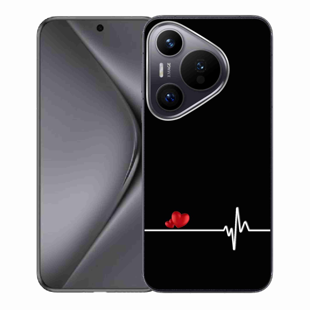 Gélový kryt mmCase na Huawei Pura 70 - srdce a tep čierne pozadie