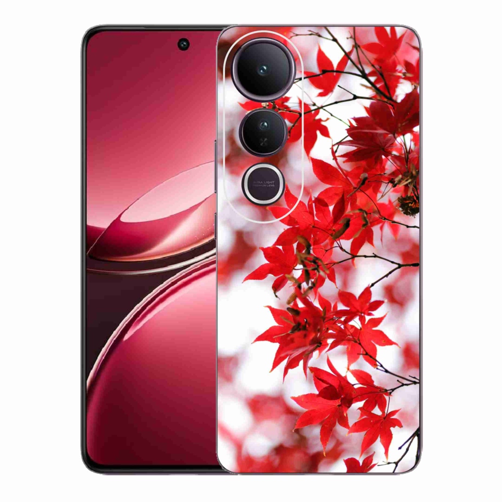 Gélový kryt mmCase na Vivo V50 Lite 4G/5G - červené listy