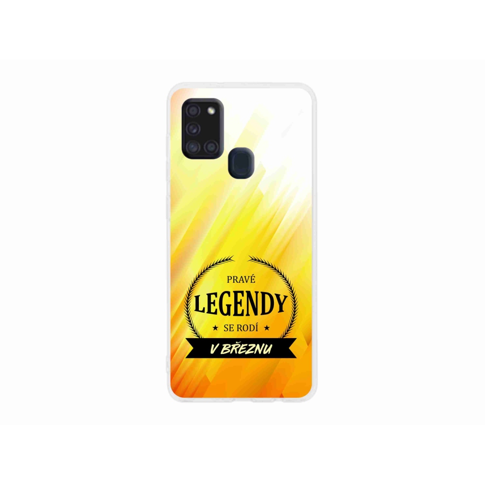 Gélový kryt mmCase na Samsung Galaxy A21s - legendy v marci žlté pozadie