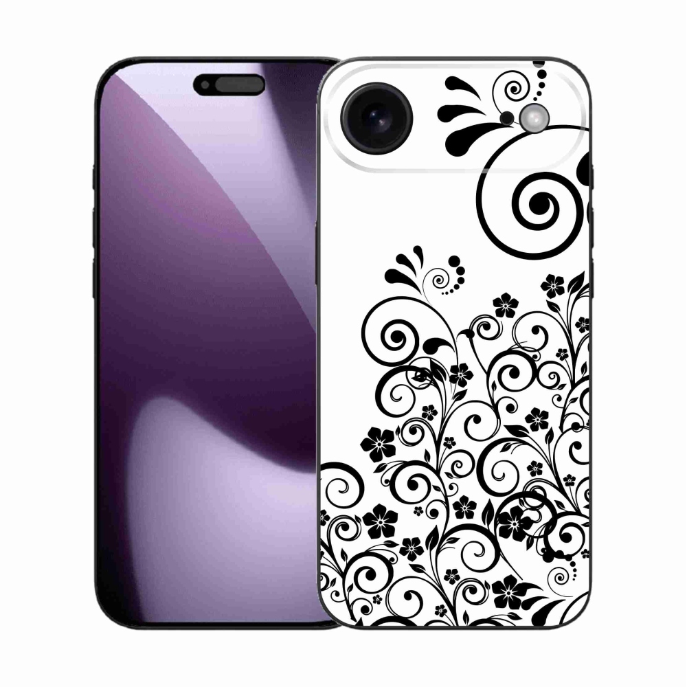 Gélový kryt mmCase na iPhone 17 Air - čiernobiele kvetinové vzory
