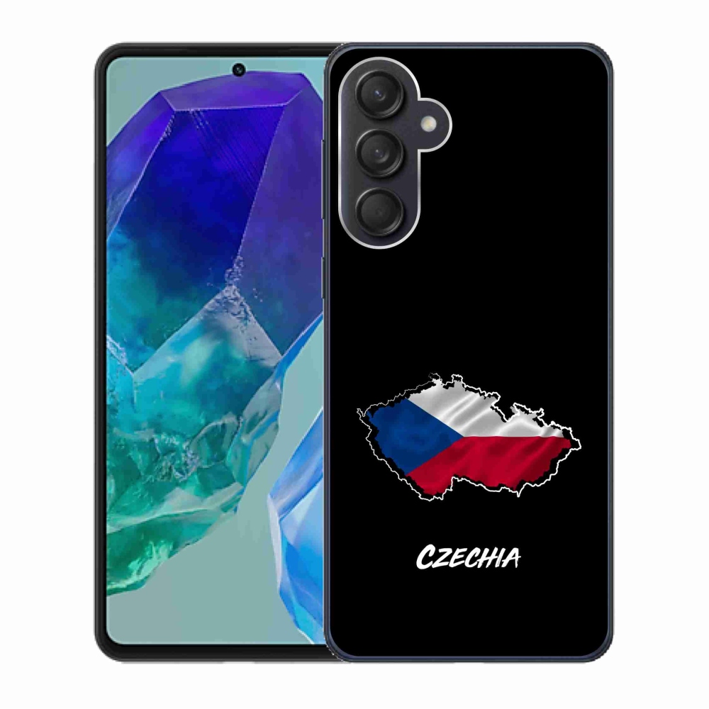 Gélový kryt mmCase na Samsung Galaxy M55 5G - Czechia čierne pozadie