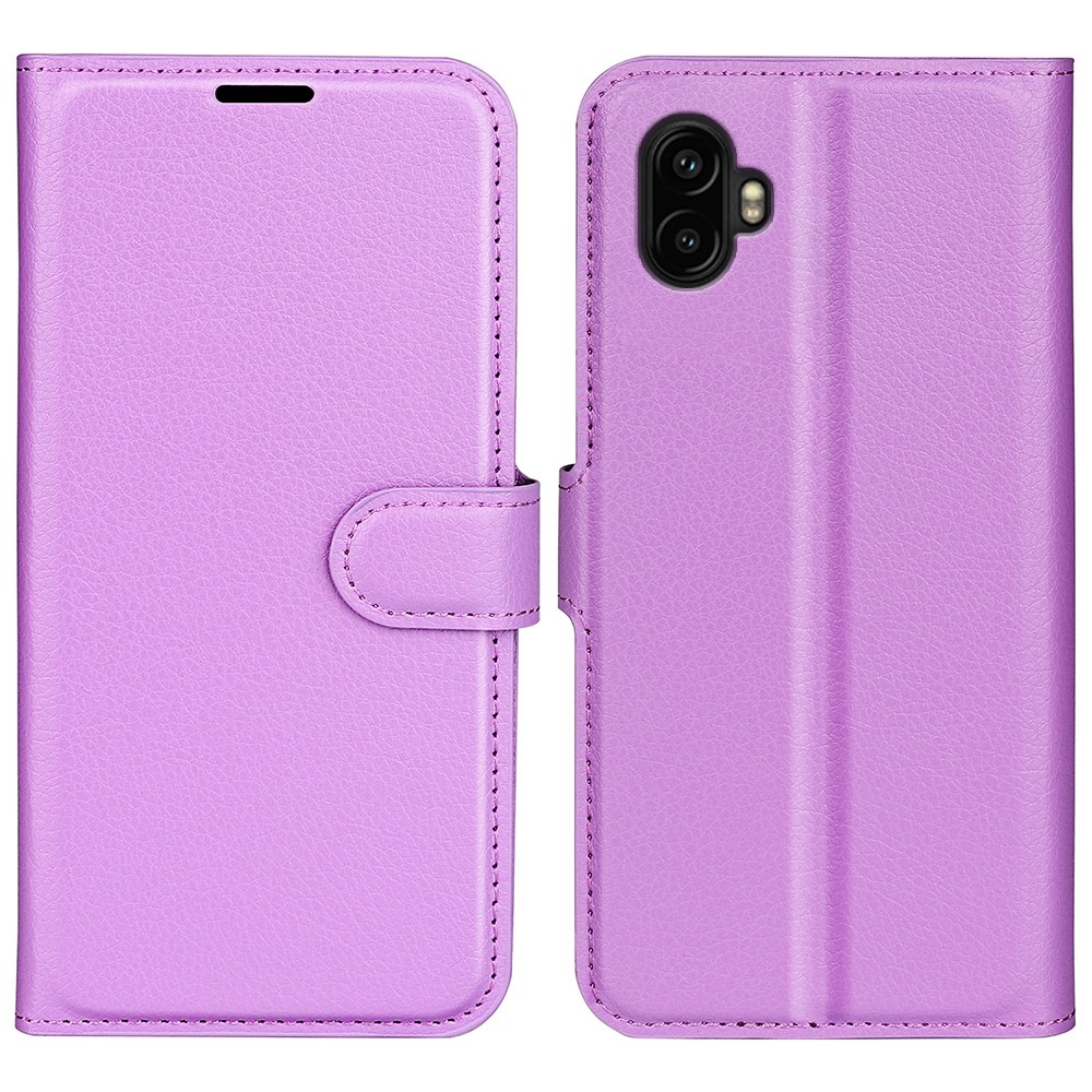 Litchi knižkové púzdro na Samsung Galaxy Xcover 7 Pro - fialové