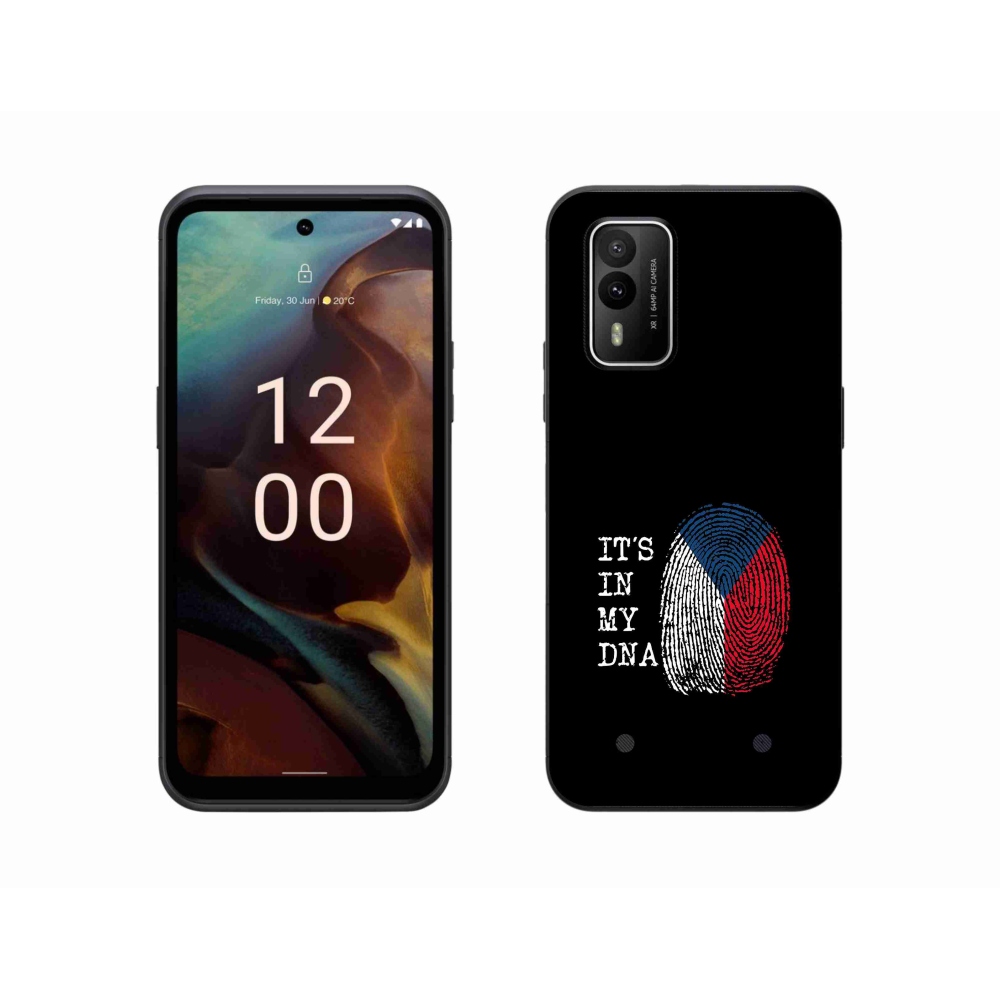 Gélový kryt mmCase na Nokia XR21 - vlajka odtlačok prsta čierne pozadie