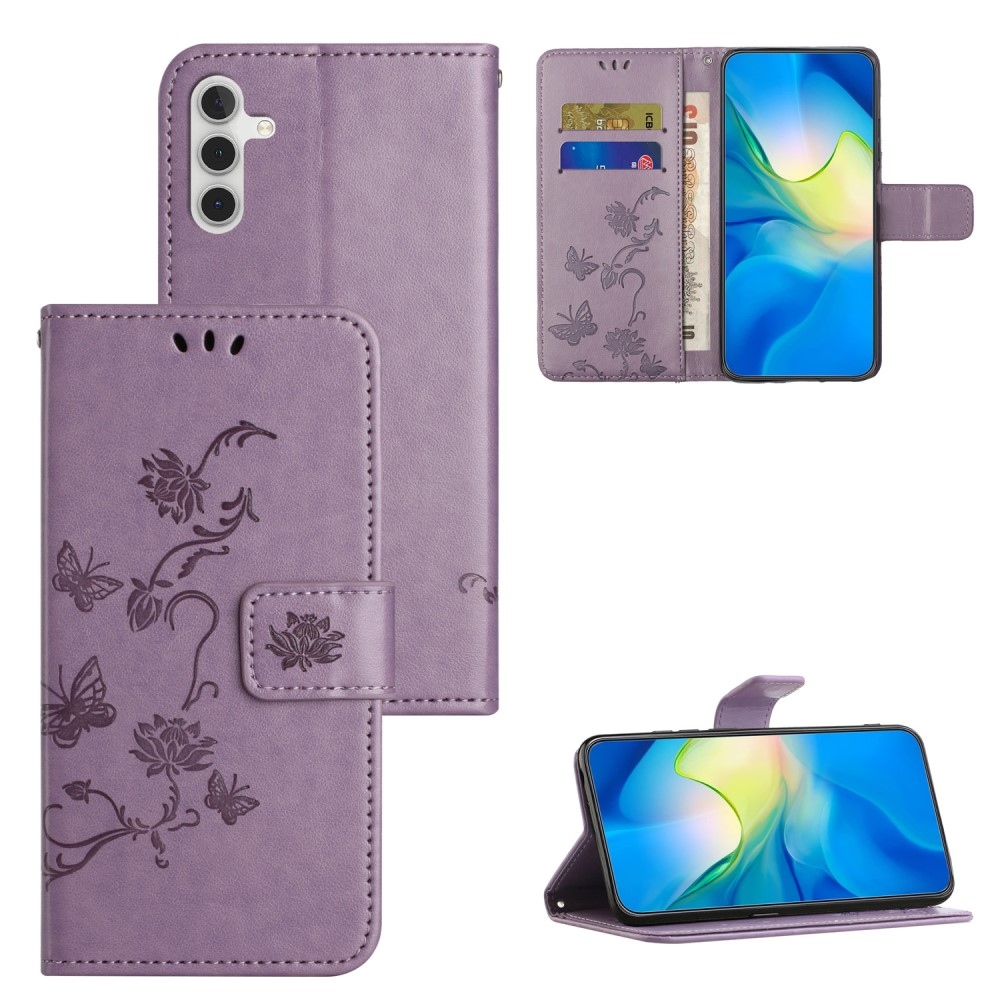 Flower knižkové púzdro na Samsung Galaxy A35 5G - svetlofialové