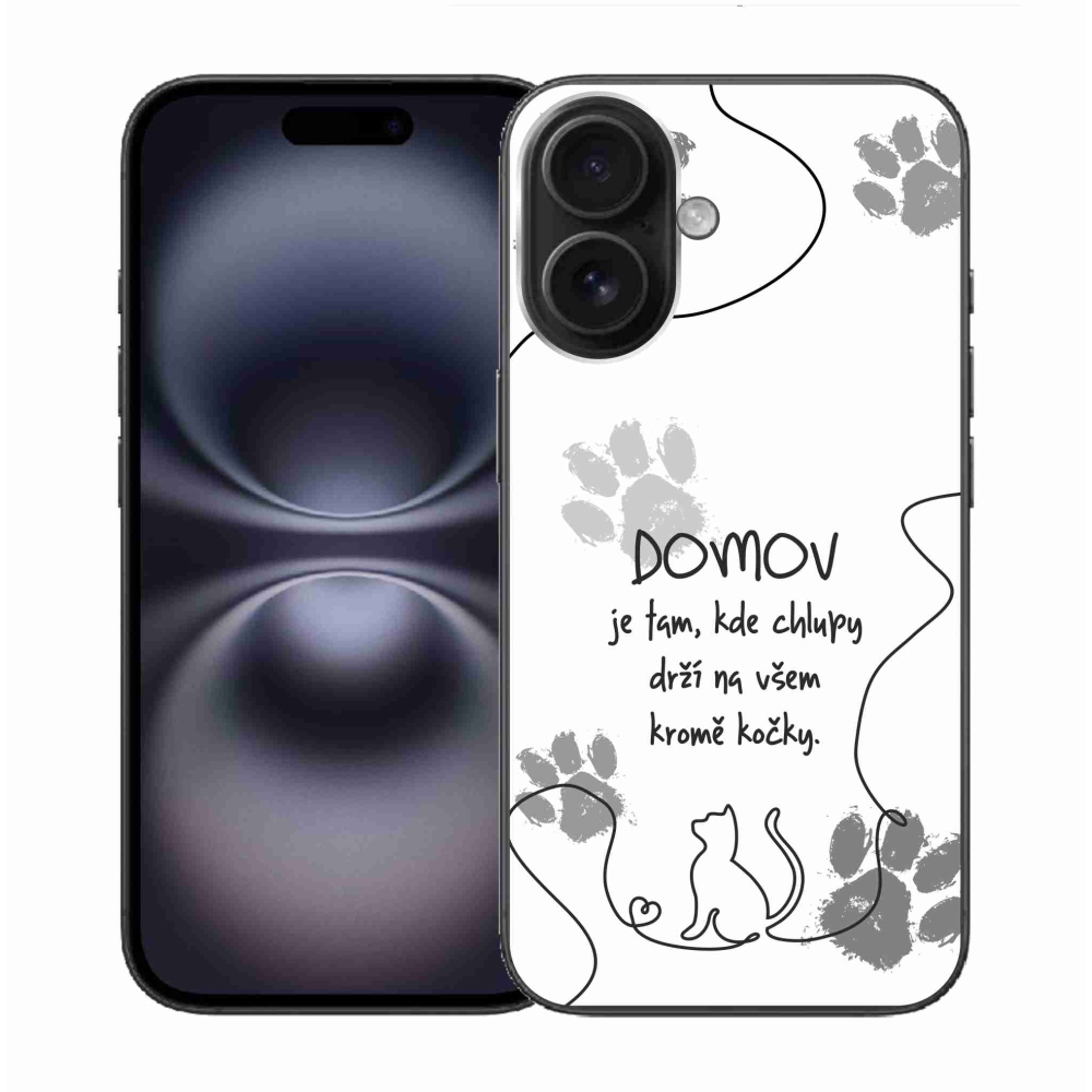 Gélový kryt mmCase na iPhone 16 - mačacie motív biele pozadie