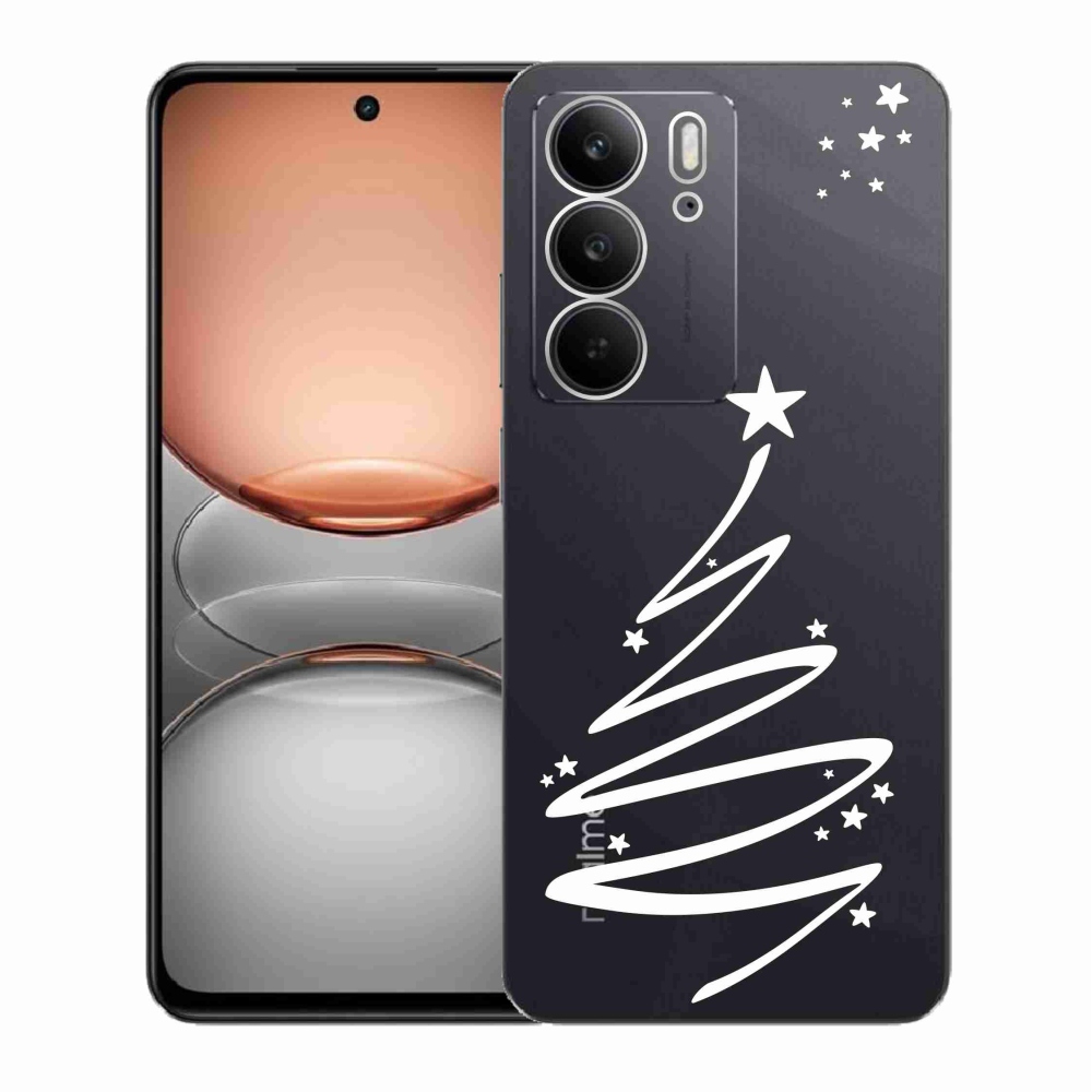 Gélový kryt mmCase na Realme C75 - biely stromček na priehľadnom pozadí