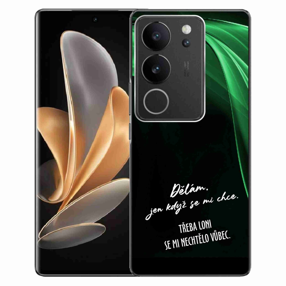 Gélový kryt mmCase na Vivo V29 5G - vtipný text 12 čierne pozadie