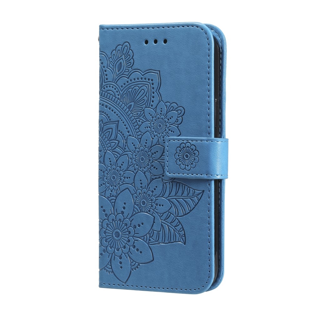 Floral knižkové puzdro na Realme 14 5G - modré