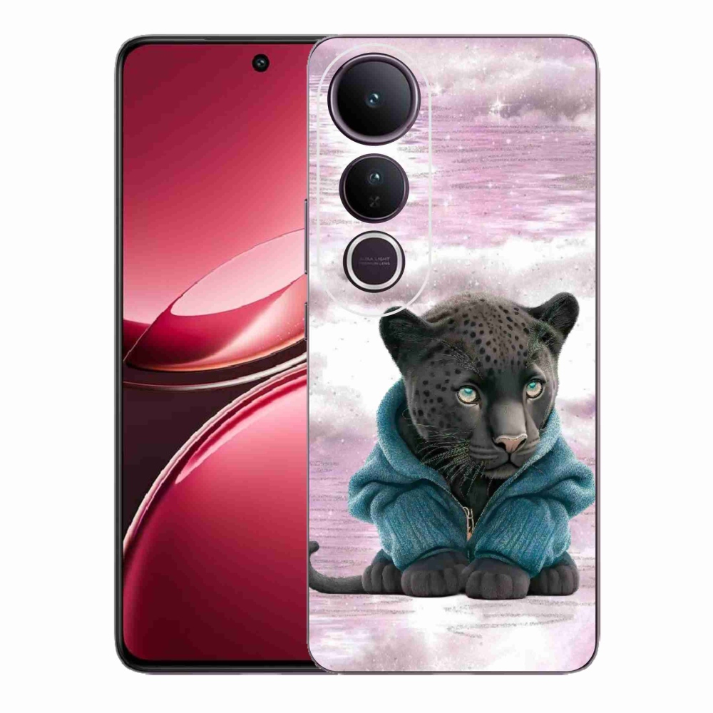Gélový kryt mmCase na Vivo V50 Lite 4G/5G - čierny panter vo svetri