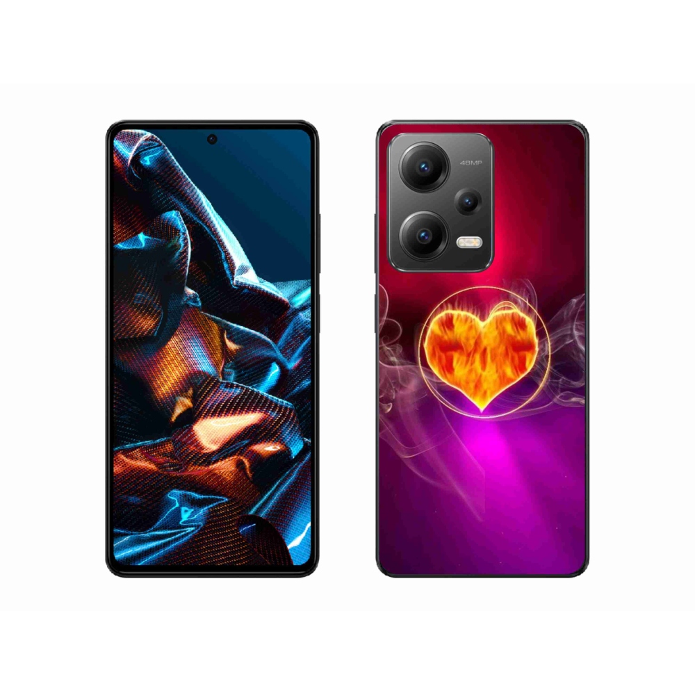 Gélový kryt mmCase na mobil Xiaomi Redmi Note 12 Pro 5G - ohnivé srdce