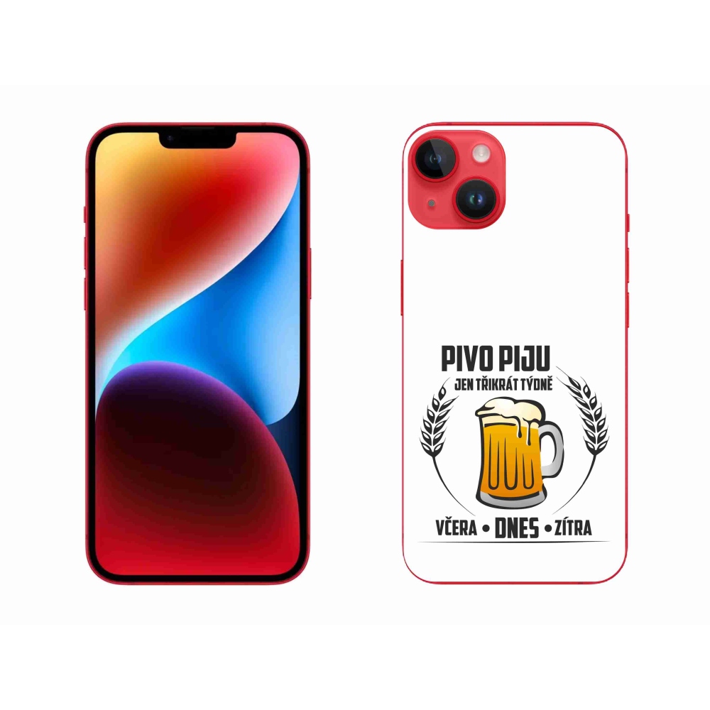 Gélový kryt mmCase na iPhone 14 Plus - pivný motív biele pozadie