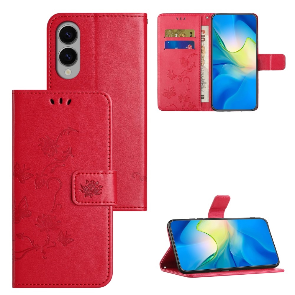 Flower knižkové púzdro na Samsung Galaxy S25 Edge - červené
