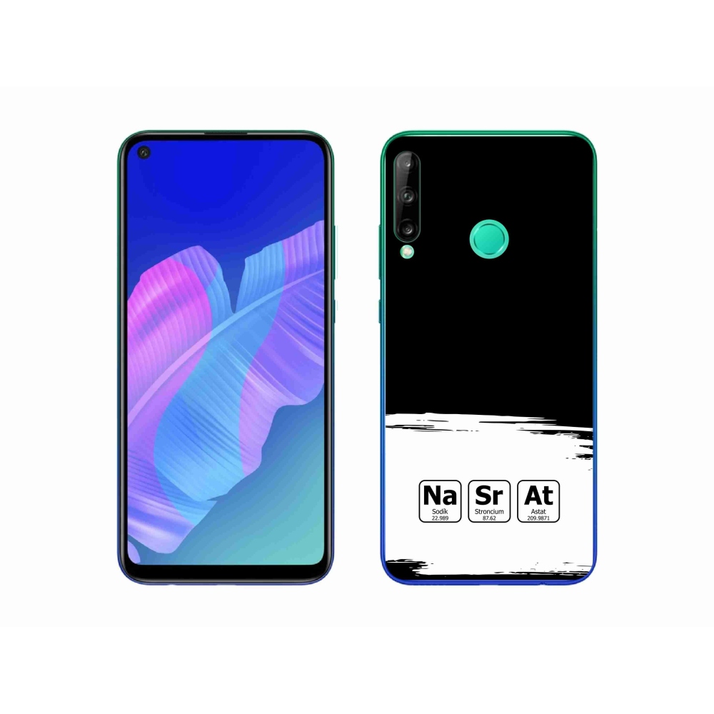 Gélový kryt mmCase na Huawei P40 Lite E - chemické prvky bieločierne pozadie