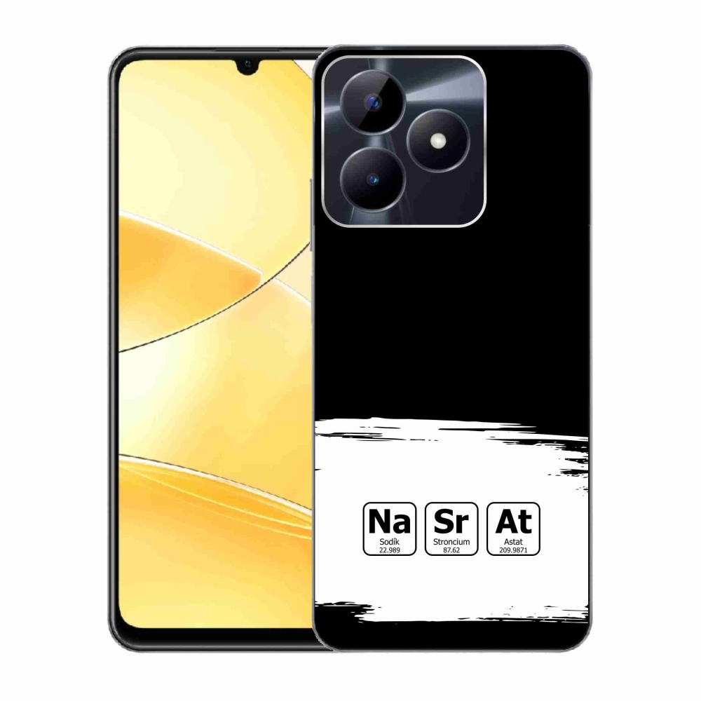 Gélový kryt mmCase na Realme C51/C53 - chemické prvky bieločierne pozadie