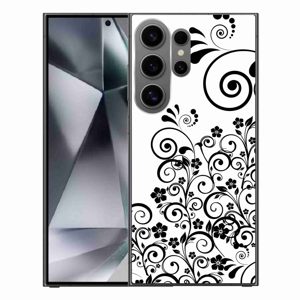 Gélový kryt mmCase na Samsung Galaxy S24 Ultra - čiernobiele kvetinové vzory